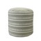 Laddha Home Designs 20" Green and White Striped Round Outdoor Patio Pouf Ottoman